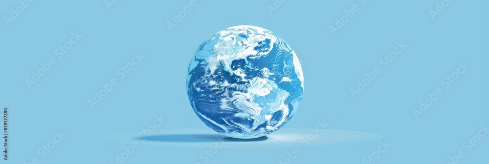 Digital image of Earth floating against a light blue background. Conceptual image symbolizing global unity and environmental consciousness. Digital image of Earth floating against a light blue background. Conceptual image symbolizing global unity and environmental consciousness.