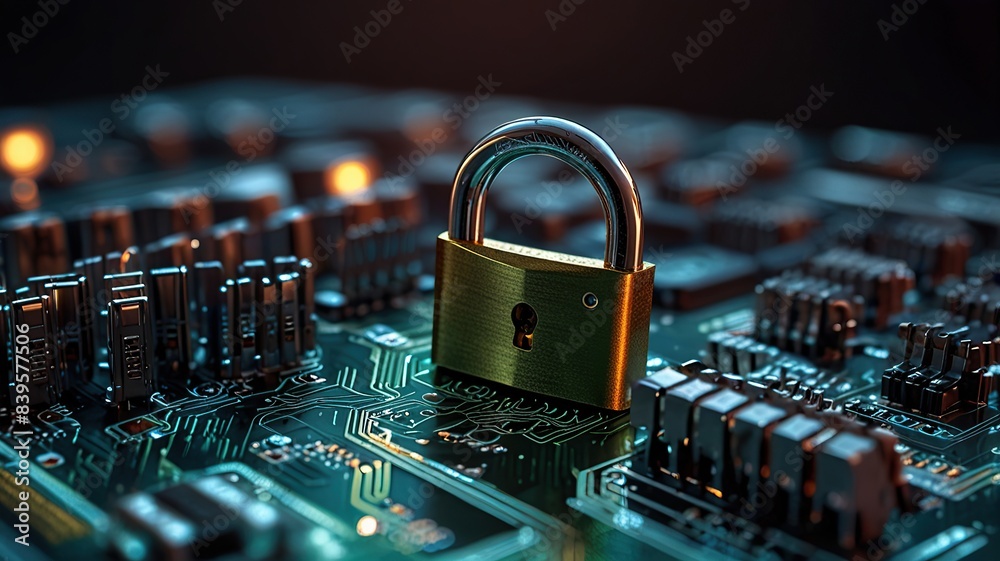 Free Photo secure connection or cybersecurity service concept of compute motherboard closeup