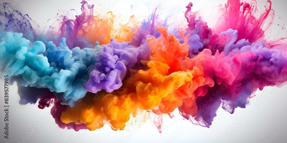Colorful explosion of holi paint powder on white background. Concept Colorful Powder, Holi Festival, White Background, Artistic Photography, Vibrant Colors Colorful explosion of holi paint powder on white background. Concept Colorful Powder, Holi Festival, White Background, Artistic Photography, Vibrant Colors