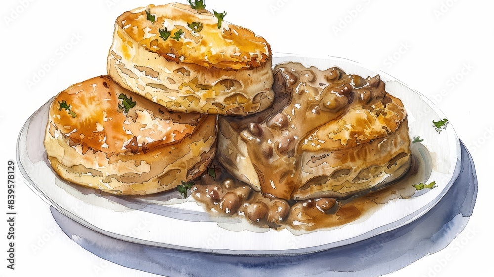 Beef and biscuits smothered in rich brown gravy. Beef and biscuits smothered in rich brown gravy.