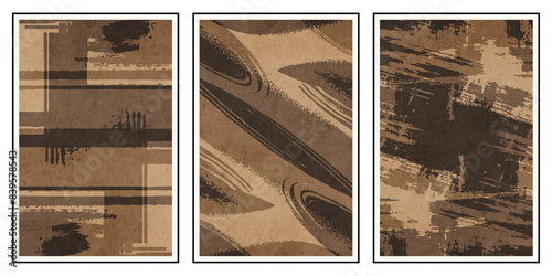 Set of 3 Abstract illustration in vintage style. For use in graphics, for wall decor. .