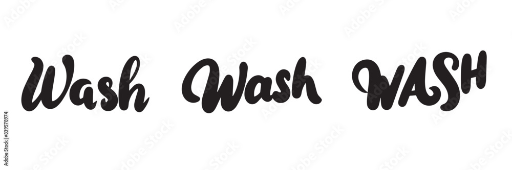 Collection of word Wash text lettering. Hand drawn vector art. Collection of word Wash text lettering. Hand drawn vector art.