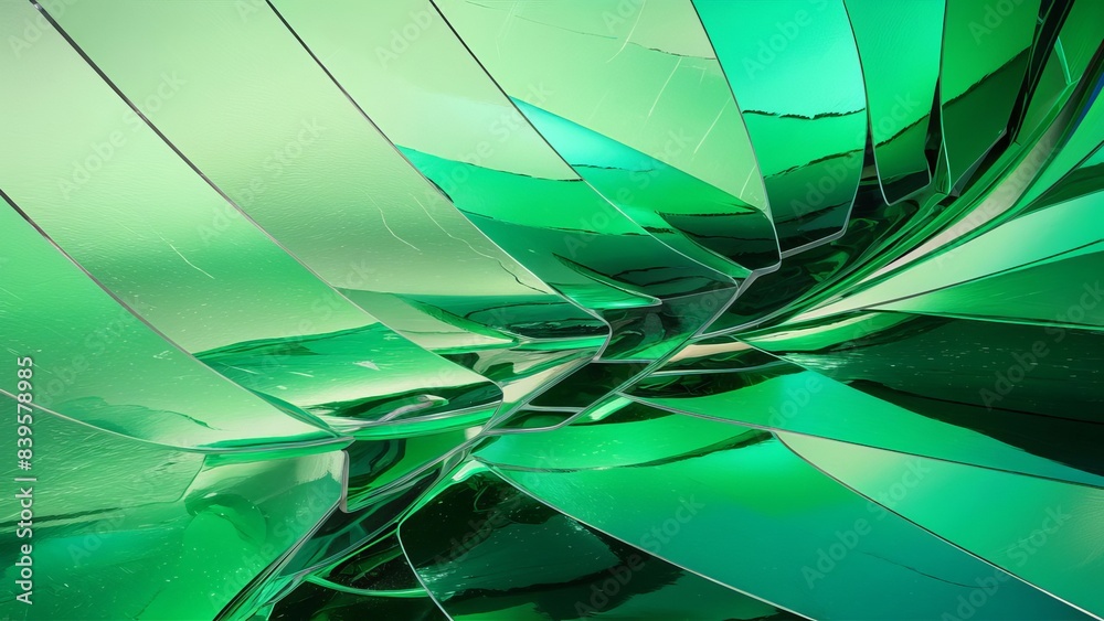 Abstract green glass background, fluid dynamics and smooth gradient ...