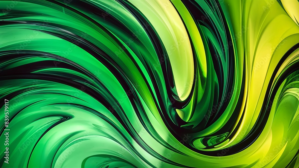 Abstract green glass background, fluid dynamics and smooth gradient ...