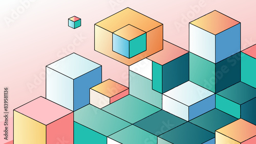 Abstract Geometric Shapes on Pastel Background