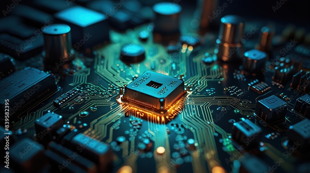 Free Photo secure connection or cybersecurity service concept of compute motherboard closeup Free Photo secure connection or cybersecurity service concept of compute motherboard closeup