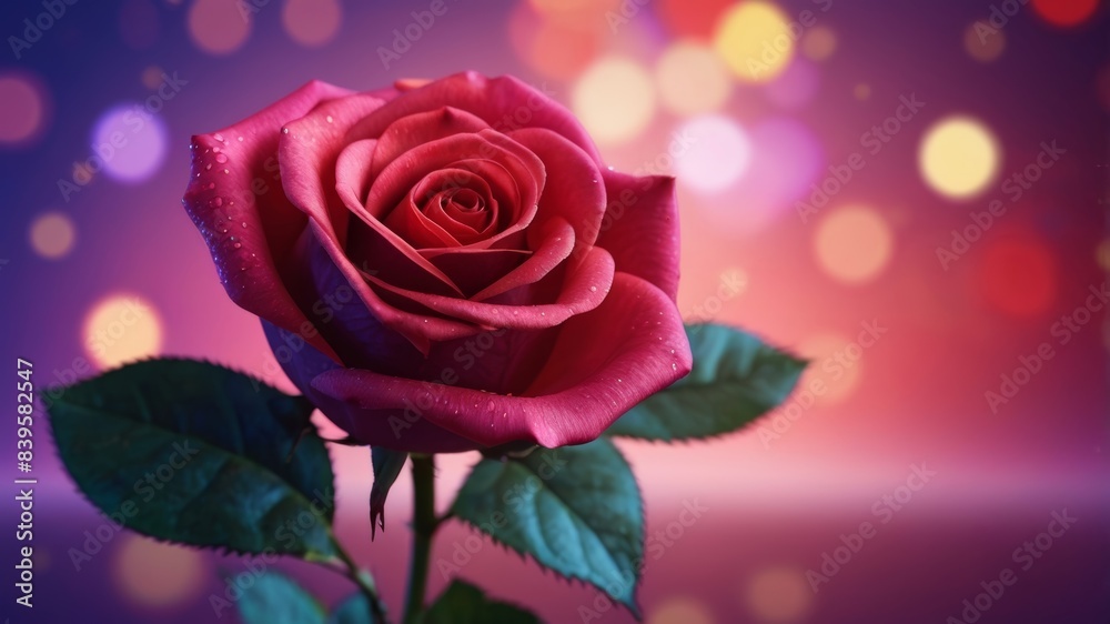 A burst of color: a single red rose amidst bokeh lights A burst of color: a single red rose amidst bokeh lights