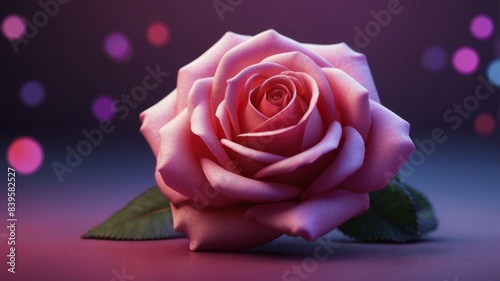 The vivid pink of the rose symbolizes passion and love, making it a captivating focal point.