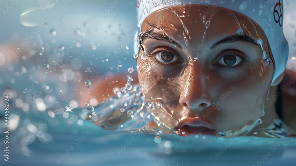 Fototapeta premium Woman swimming in a swimming pool