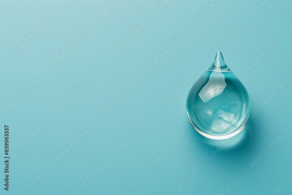 Crystal clear skincare serum drop on tranquil turquoise backdrop Crystal clear skincare serum drop on tranquil turquoise backdrop