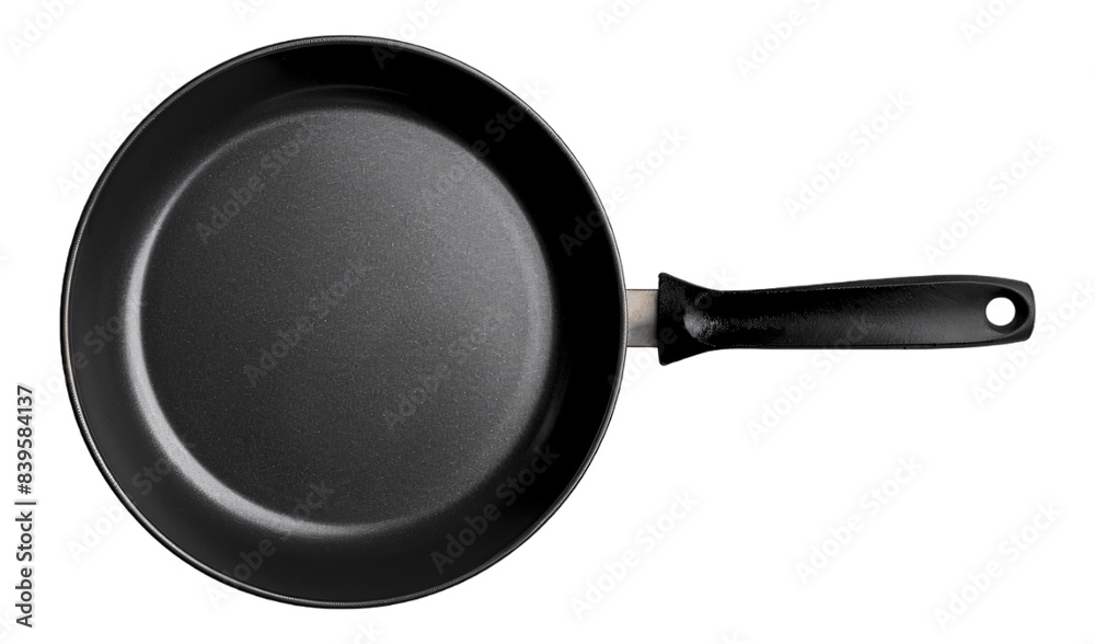 Black non stick frying pan clipping path isolated on transparent background Black non stick frying pan clipping path isolated on transparent background