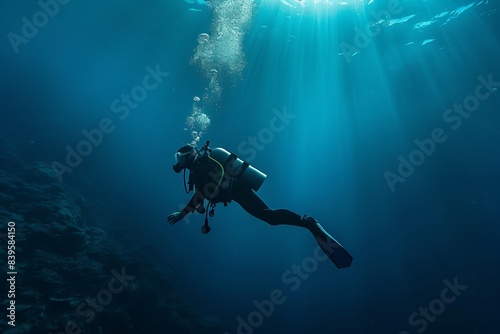 Wallpaper Mural A diver diving in the deep sea , underwater, exploration, adventure Torontodigital.ca