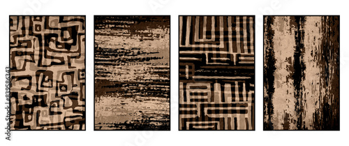 Set of 4 Abstract illustration in vintage style. For use in graphics, for wall decor. .