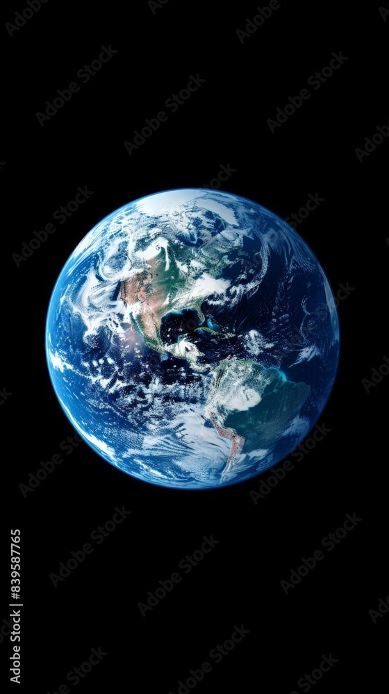 Obraz premium Beautiful image of Earth from space with detailed view of continents. Represents the Earth's natural beauty and global unity. Suitable for global awareness and nature projects.