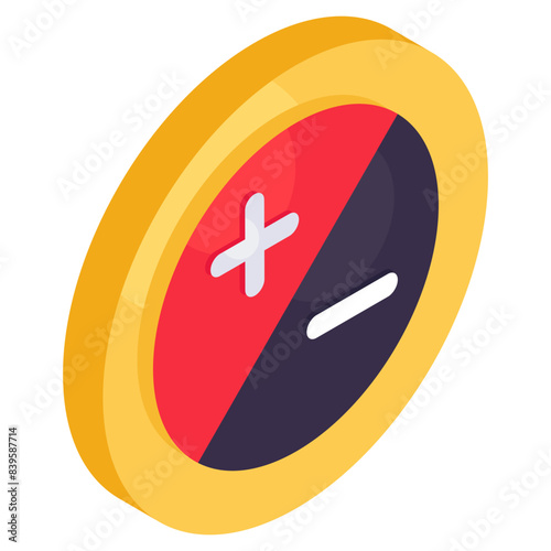 A isometric design icon of brightness control 