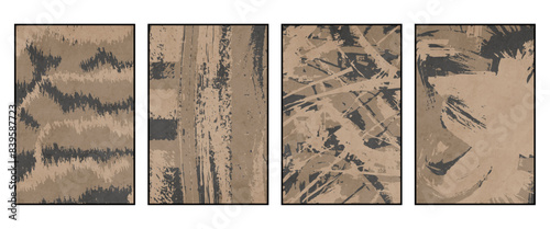 Set of 4 Abstract illustration in vintage style. For use in graphics, for wall decor. .