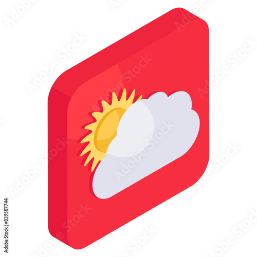 A unique design icon of partly cloudy day 