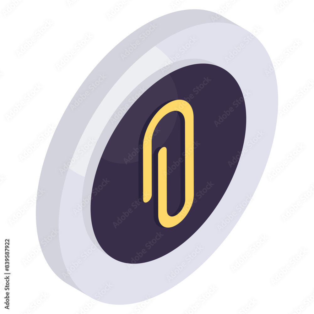 Editable isometric design vector of paperclip Editable isometric design vector of paperclip