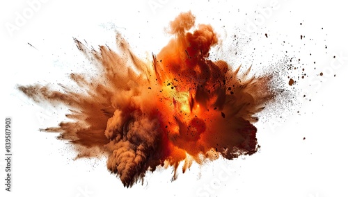 A fiery explosion on a white background in isolation. © index74