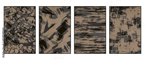 Set of 4 Abstract illustration in vintage style. For use in graphics, for wall decor. .