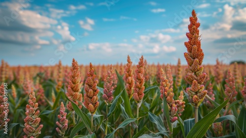 A field of sorghum bicolor, a cereal grain used for food and animal feed