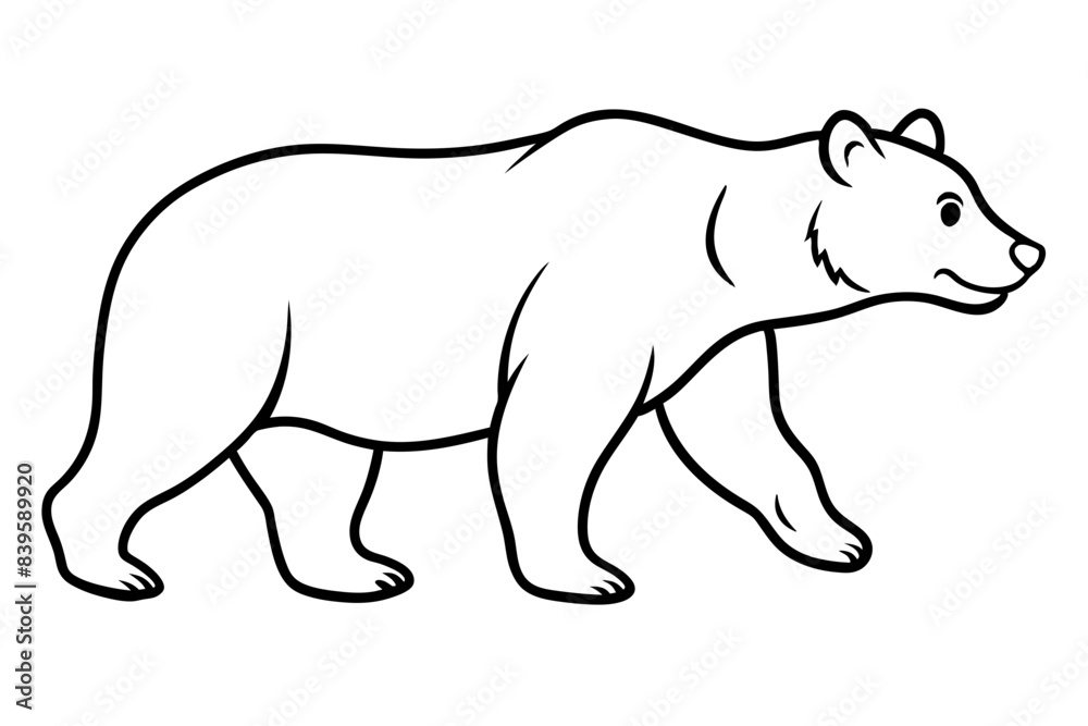  grizzly line art silhouette vector illustration