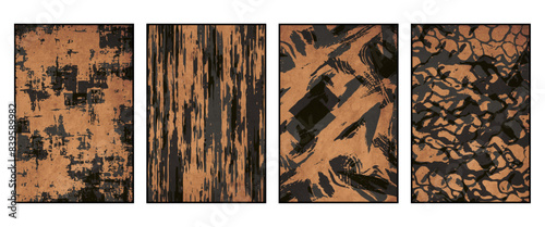 Set of 4 Abstract illustration in vintage style. For use in graphics, for wall decor. .