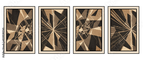 Set of 4 Abstract illustration in vintage style. For use in graphics, for wall decor. .