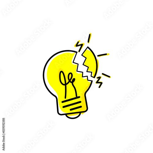 Outline broken lamp icon illustration isolated vector sign symbol