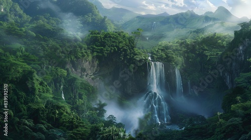 Waterfall in amazon rainforest.