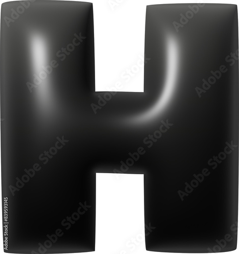 3D Black alphabet. Letter H