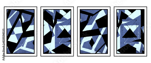 Set of 4 Abstract illustration in vintage style. For use in graphics, for wall decor. .