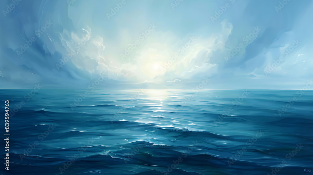 Obraz premium Ocean sunset with clouds. Generative by AI