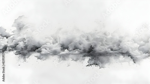 rough black and white pencil sketch of clouds, white background © Noor