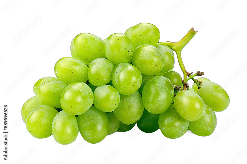 bunch of green grapes isolated on transparent backdrop