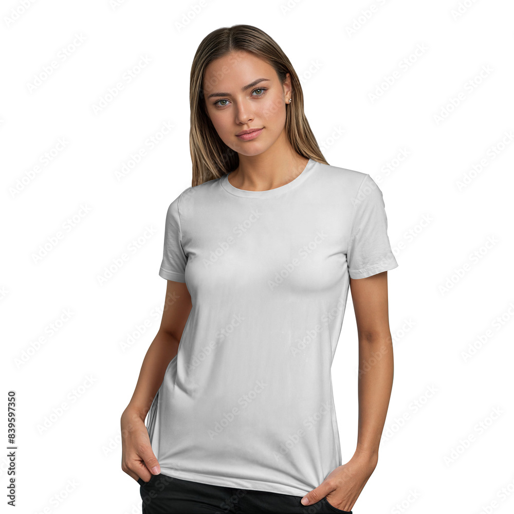 An image of a White Women's T-Shirt Mockup isolated on a white background An image of a White Women's T-Shirt Mockup isolated on a white background