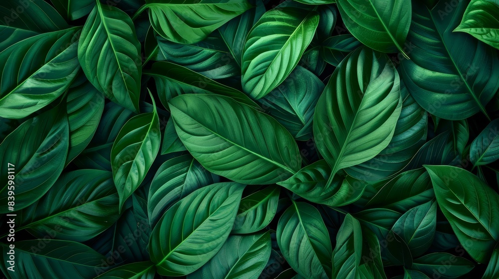 top view Abstract texture of green leaves, dark nature background, top view Abstract texture of green leaves, dark nature background,