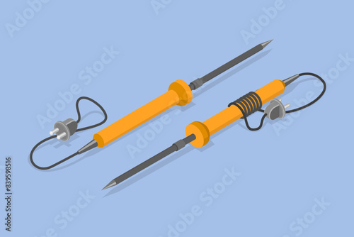 3D Isometric Flat Vector Icon of Welding Tool, Soldering Iron