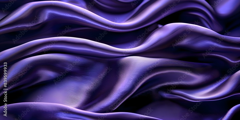 Fototapeta premium Navy Blue Silk Satin Background with Graceful Wavy Folds. Concept Satin Fabric Photography, Navy Blue Background, Wavy Folds, Elegant Photoshoot