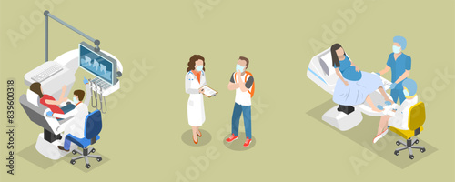 3D Isometric Flat Vector Illustration of Health Exam, Healthcare and Medicine