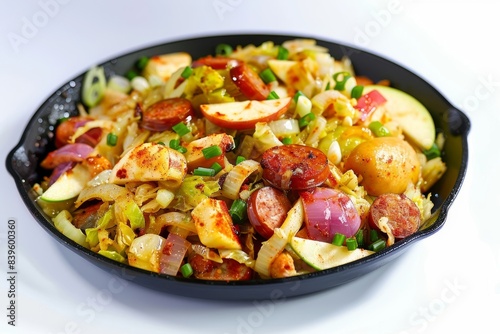 Delicious Cajun Cabbage Skillet with Andouille Sausage and Hot Sauce on the Side
