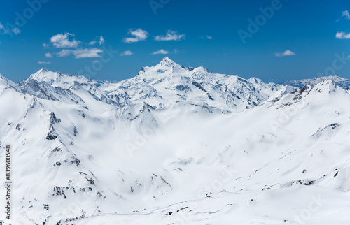 Panoramic view of the Caucasus mountains photo