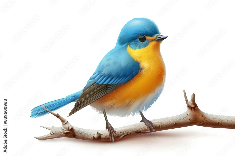 Fototapeta premium Bird icon isolated, color birds illustration, realistic style animal, popular bird species drawing on white