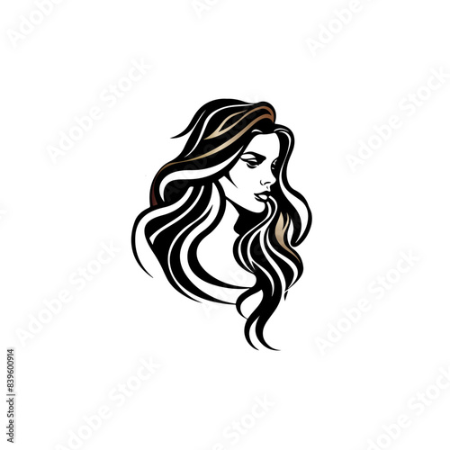 Flowing Hair Salon Logo, Graceful Woman Hair Logo, Elegant Tresses Logo