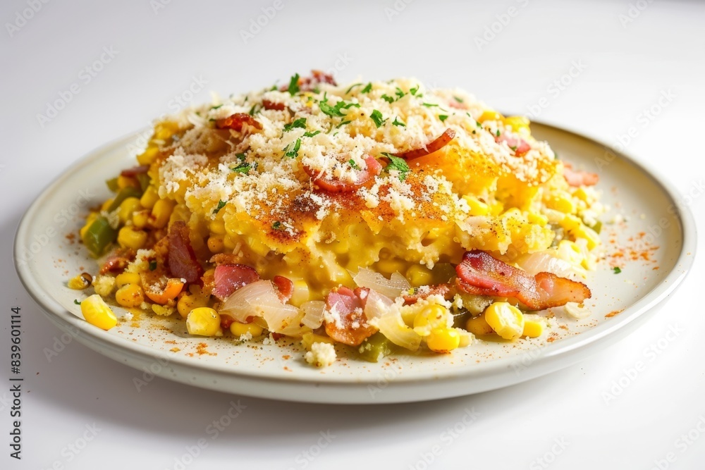 Tantalizing Cajun Corn Pudding with Crunchy Cornmeal and Bacon Slices Tantalizing Cajun Corn Pudding with Crunchy Cornmeal and Bacon Slices