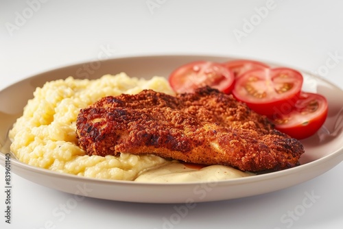 Delicious Cajun Cornmeal Crusted Chicken with Creamy Mayo and Tangy Mustard and Sliced Tomatoes