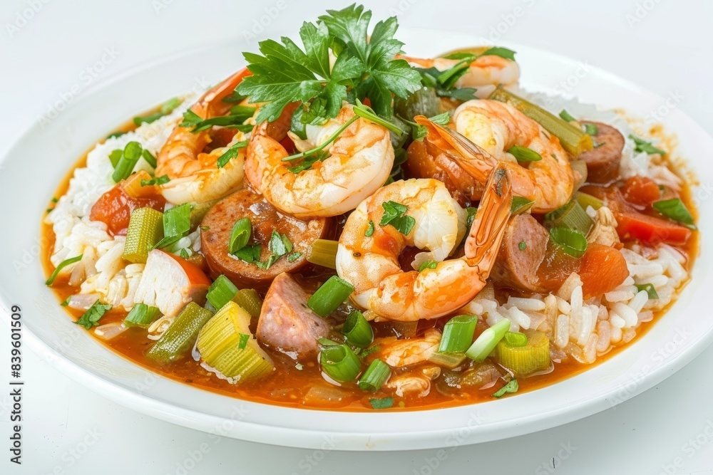 Cajun Gumbo: Rich Butter Broth with Savory Meats and Aromatics