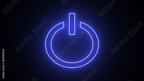 Blue neon power icon button Icons that are turned on and off Buttons, Power Switch Icons, Energy Switch signs, Turn-Off symbols, and shut-down Energy Icon