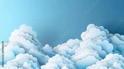 Fototapeta Naklejka Na Ścianę i Meble -  Clouds on blue sky banner. White cloud on blue sky in paper cut style