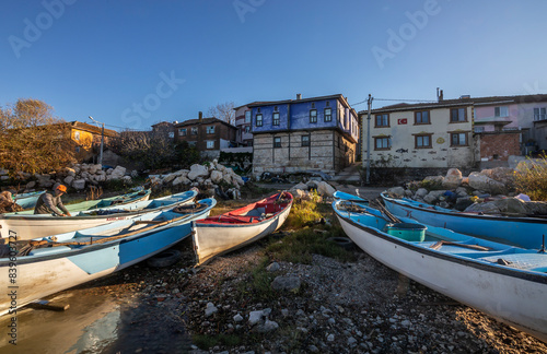 Uluabat Lake fishing boats and Gölyazı photo